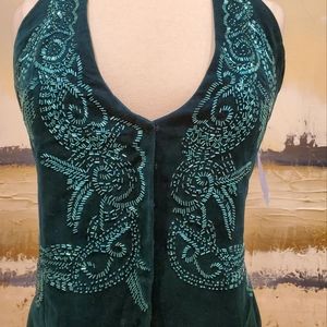 CLASSIC VELVET BEADED HALTER WAISTCOAT (SMALL, MEDIUM AND LARGE)